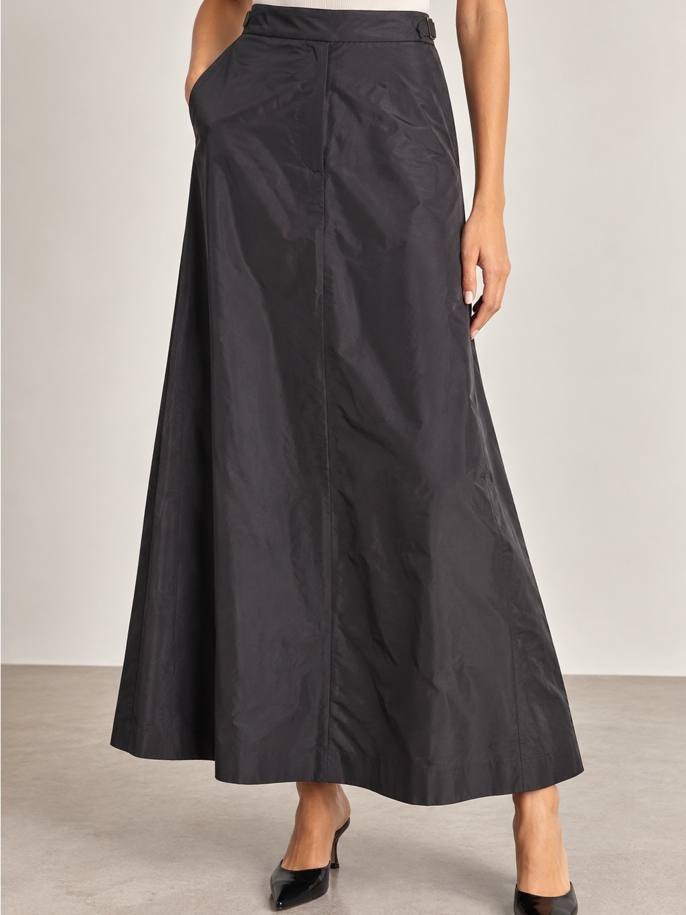 Ralph Lauren Collection 100% Silk A-Line Midi Maxi Skirt Grey Size 4 ๐ซ